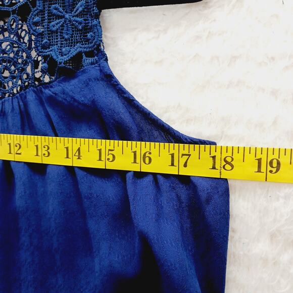 Blouse Size M Babydoll Navy Crochet Unconventional Lace Bodice Fairycore Y2K - Picture 5 of 12